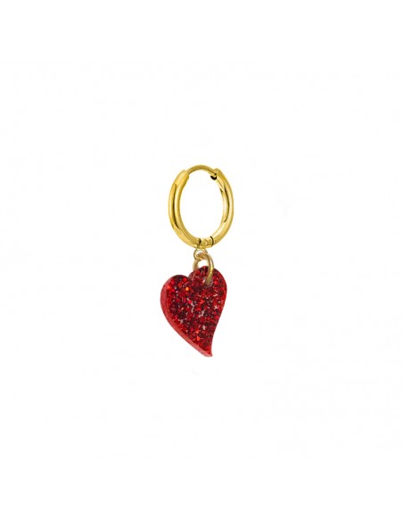 pendiente corazon rojo glitter