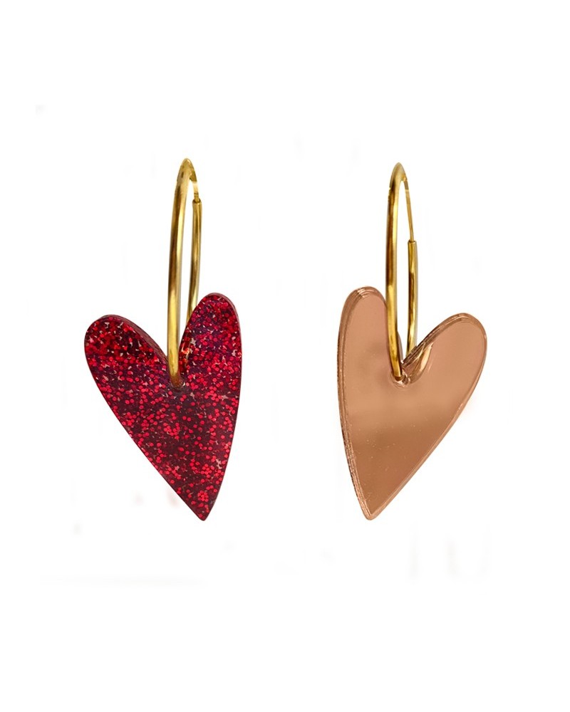 pendientes corazones glitter