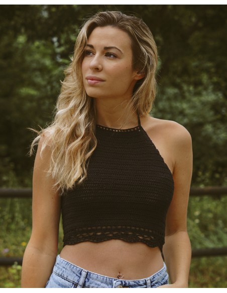 Top negro crochet