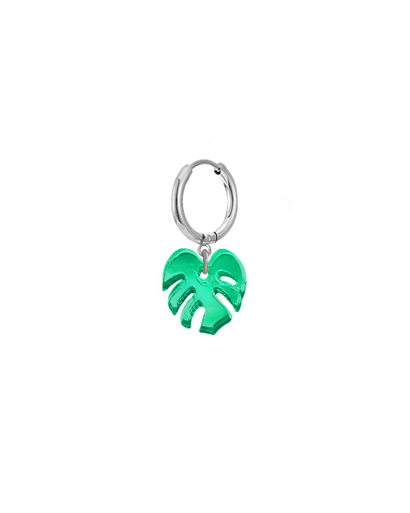 pendiente hoja monstera verde