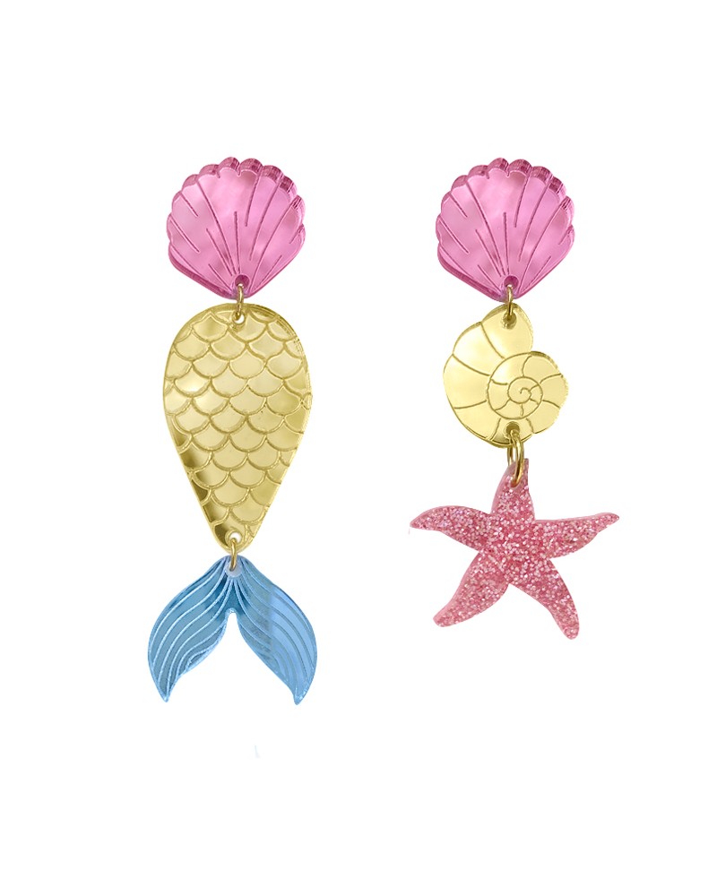 pendientes metacrilato sirena