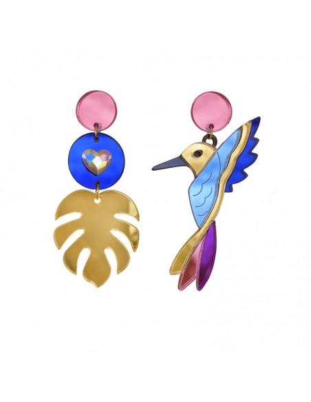 pendientes metacrilato colibri