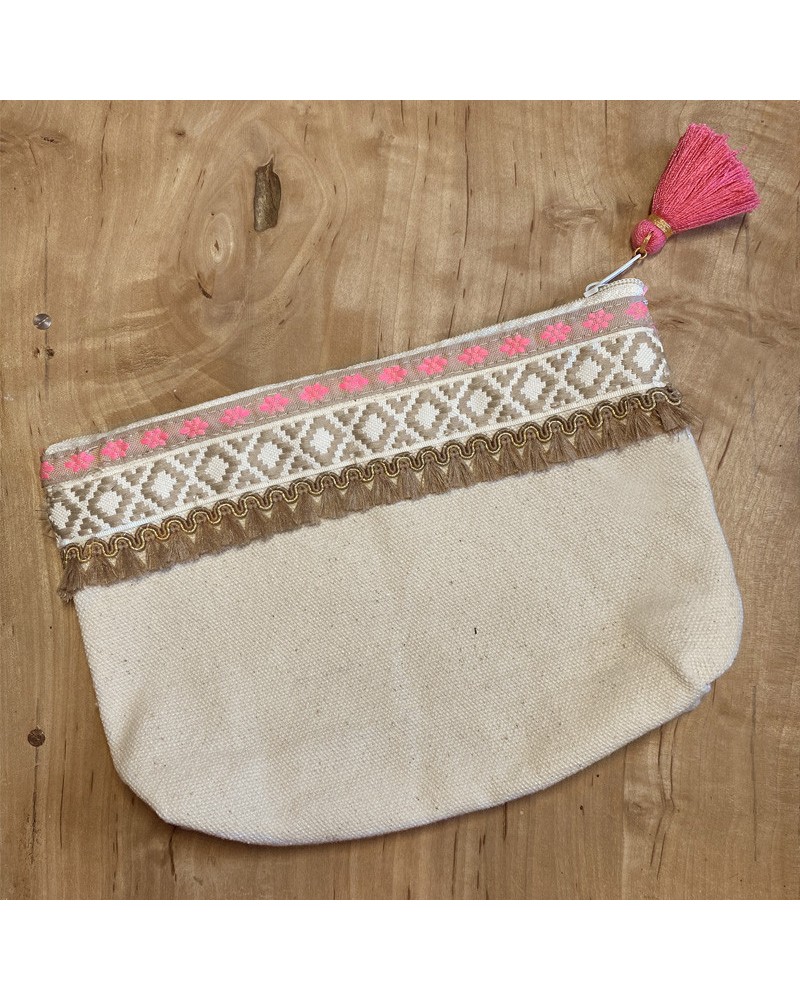 cartera algodón rosa