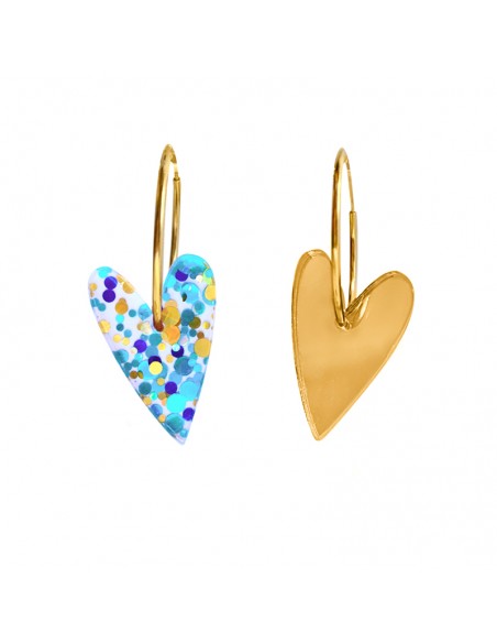 pendientes corazon metacrilato azul