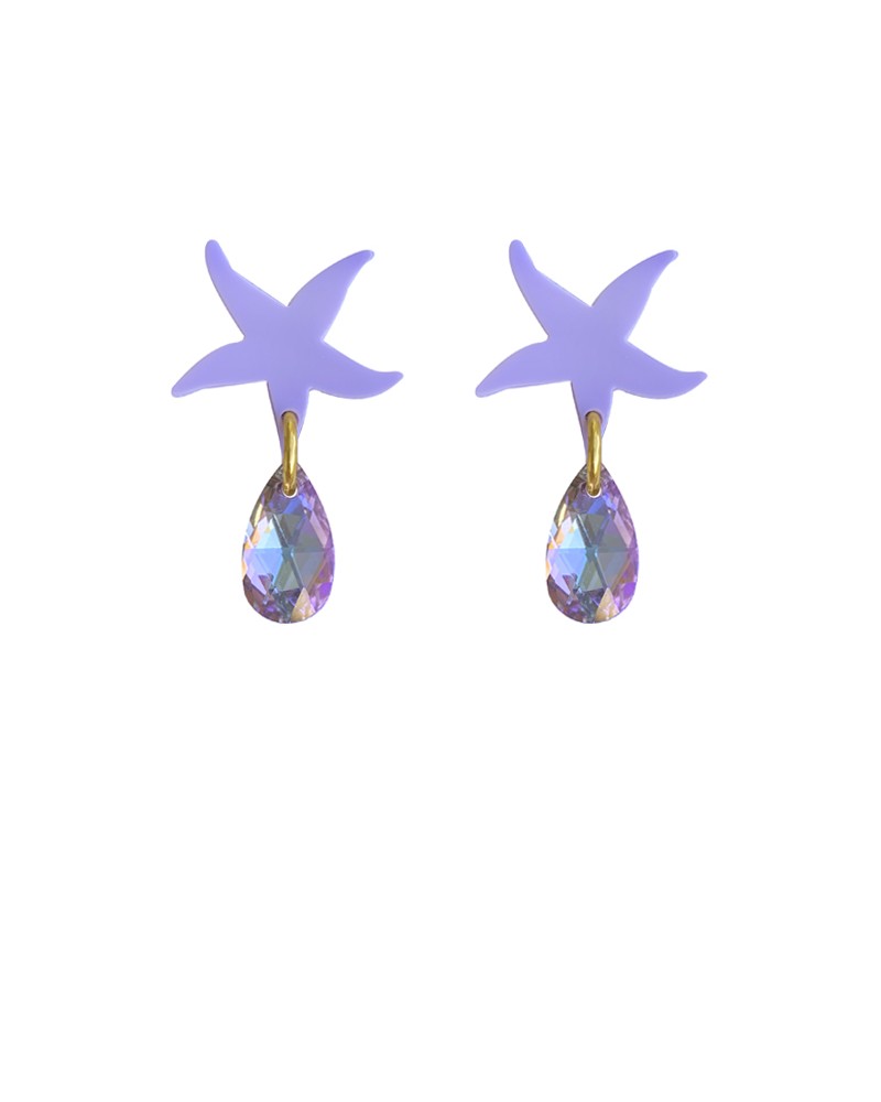 pendiente malva cristal