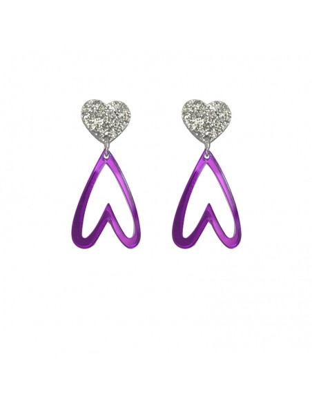 pendientes corazones metacrilato