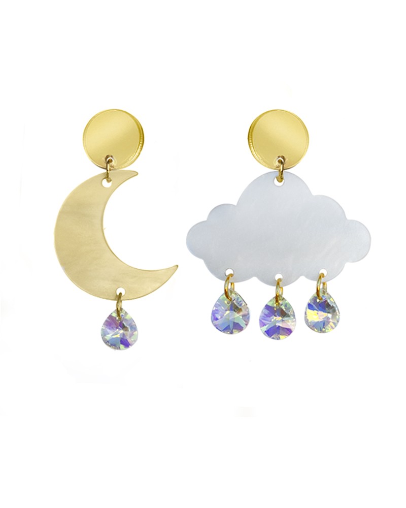 pendientes nube luna metacrilato