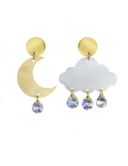 pendientes nube luna metacrilato