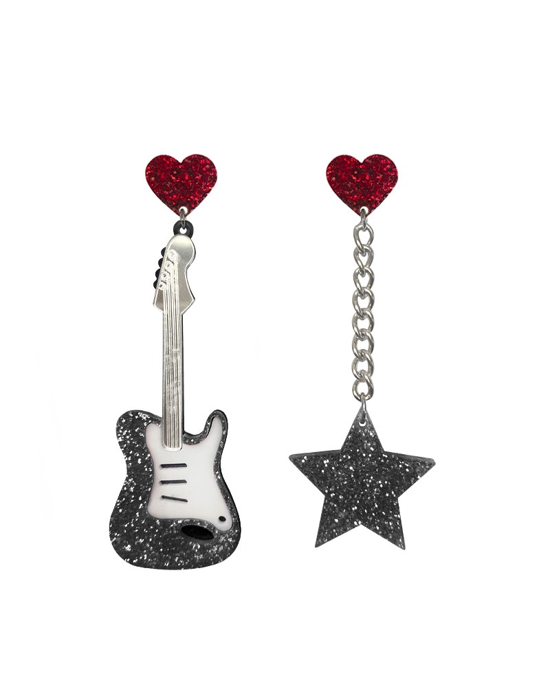 Pendientes guitarra electrica negra