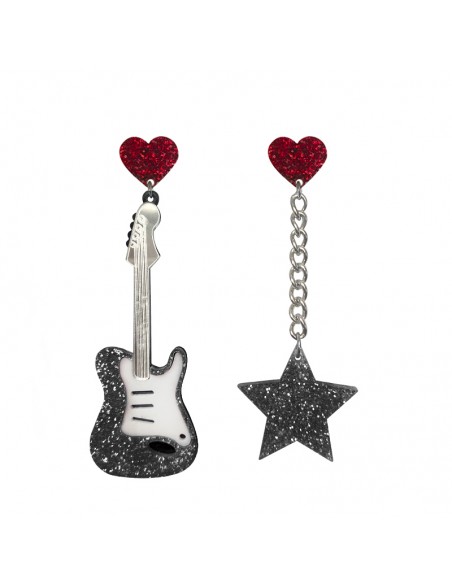 Pendientes guitarra electrica negra