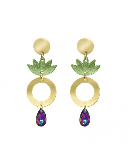 pendientes largos flor de loto