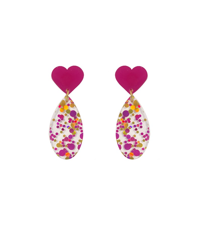 Pendientes corazon fucsia