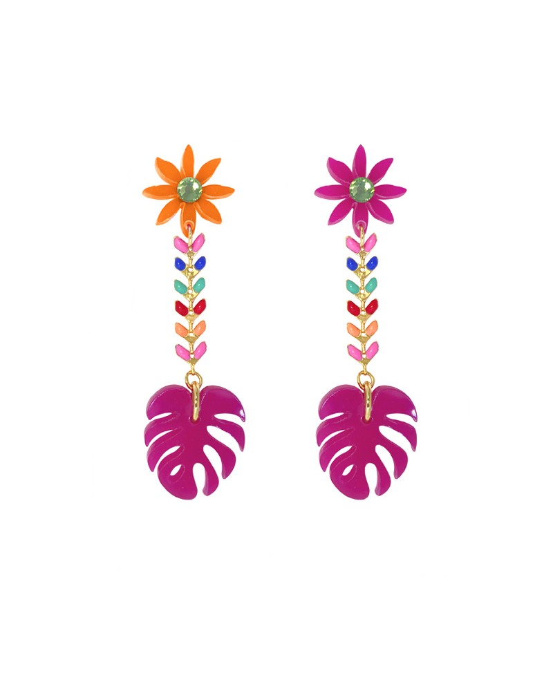 pendientes margaritas fucsia