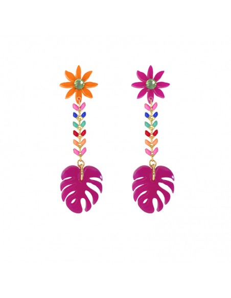 pendientes margaritas fucsia