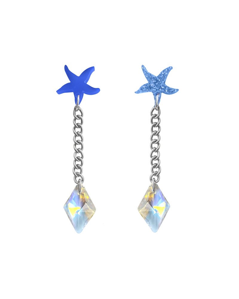 pendientes estrellas mar azul