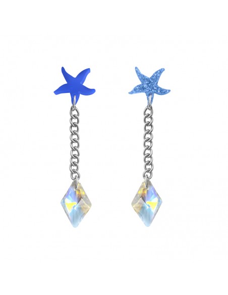 pendientes estrellas mar azul