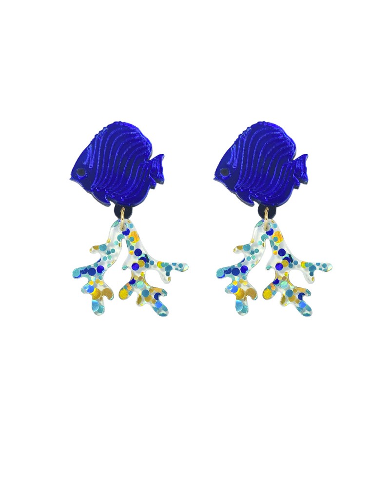 pendientes peces azules