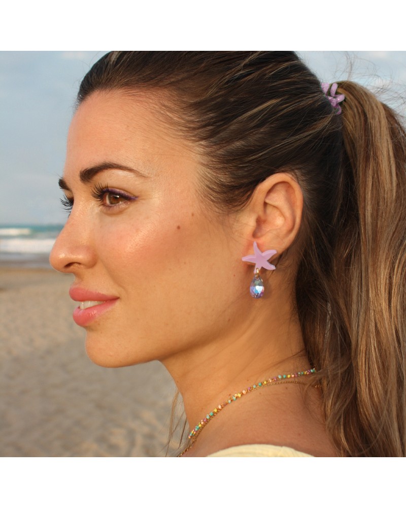 pendiente malva cristal 2