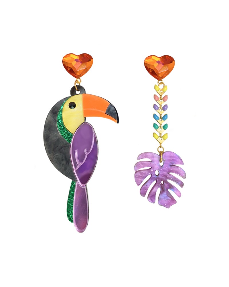 pendientes tucan morado