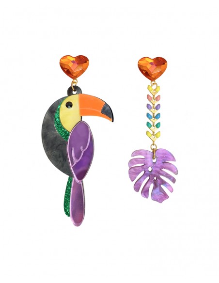 pendientes tucan morado