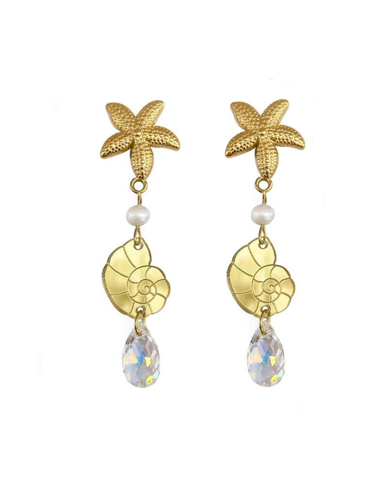 pendientes conchas estrella mar