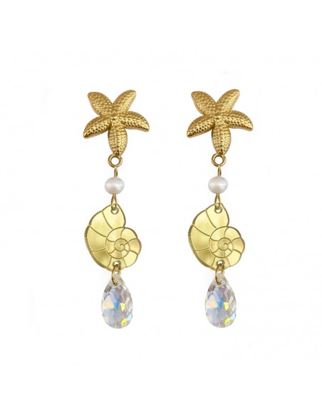 pendientes conchas estrella mar