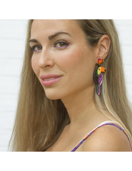 pendientes tucan metacrilato