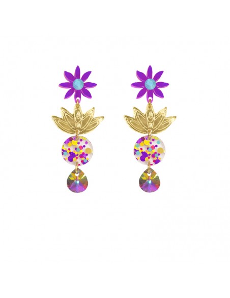 pendientes flores metacrilato