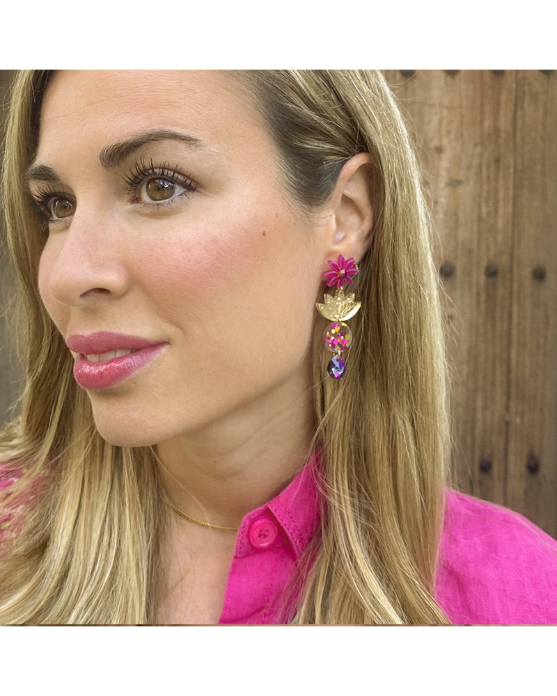 Fuchsia Dahlia Earrings 2