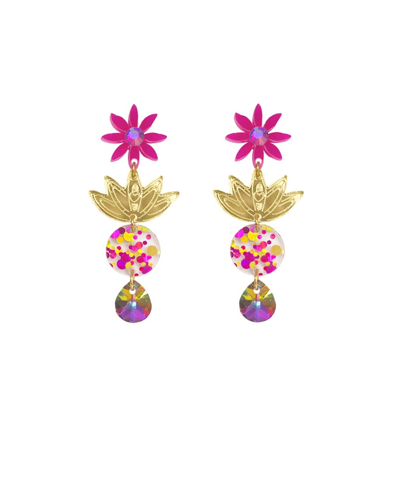 Fuchsia Dahlia Earrings