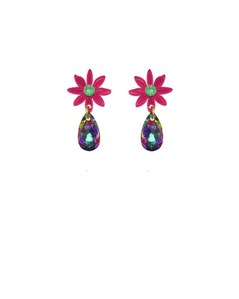 Pendientes mini Dahlia fucsia