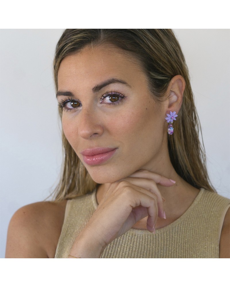 Pendientes mini Dahlia lila 2