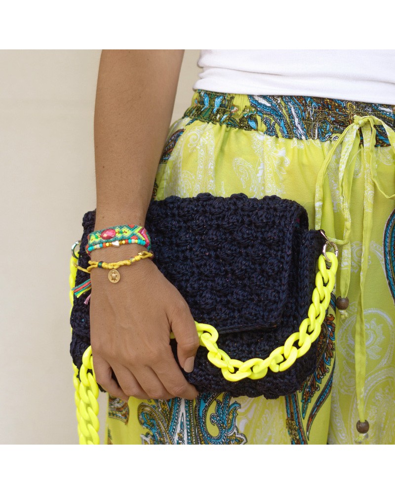 bolso crochet azul marino
