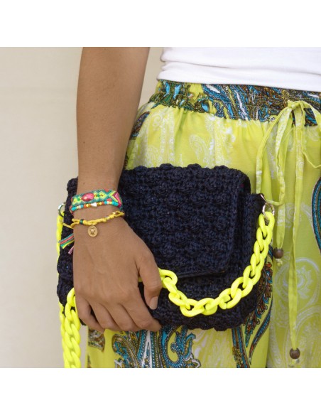 bolso crochet azul marino