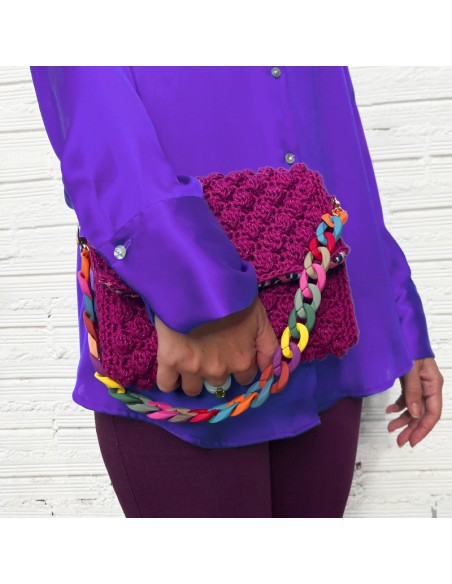 bolso crochet frambuesa