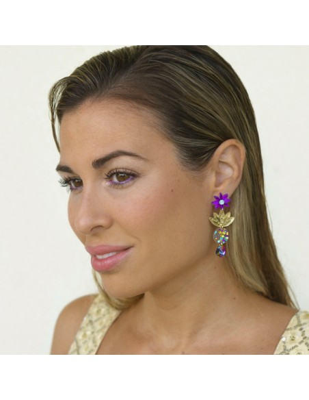 pendientes flores moradas