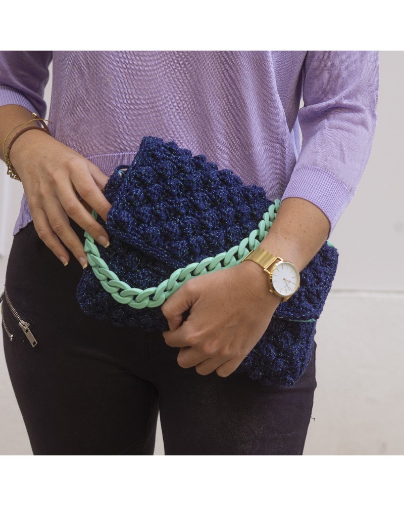 bolso crochet azul marino