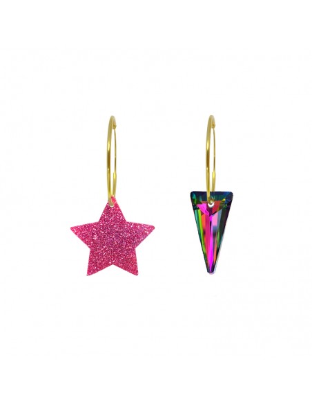 pendientes swarovski fucsia estrella
