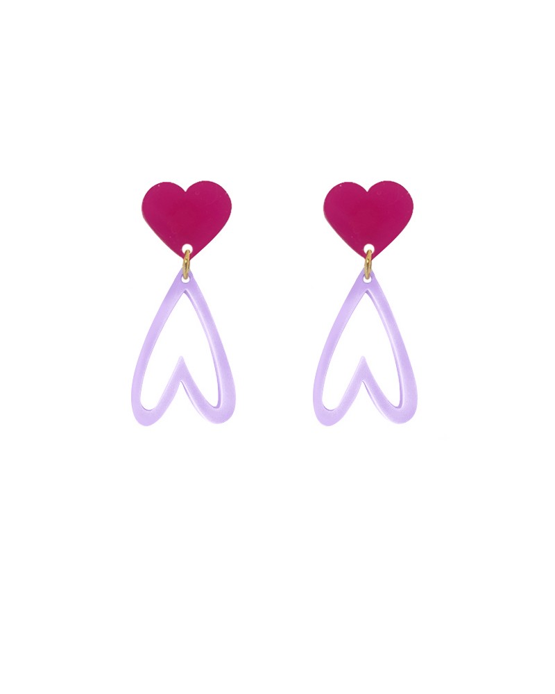 pendientes corazones fucsias