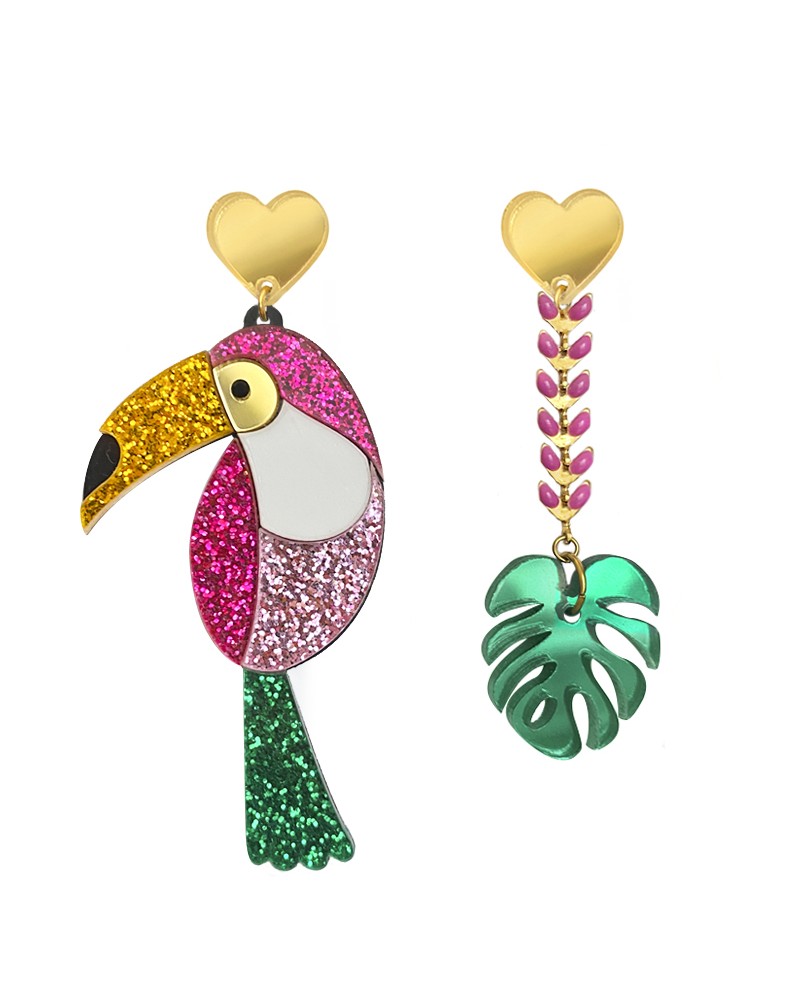 pendientes tucan rosa