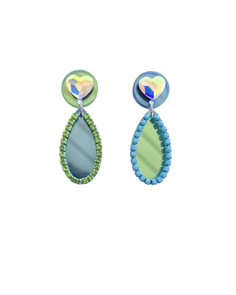 pendientes metacrilato verde y azul
