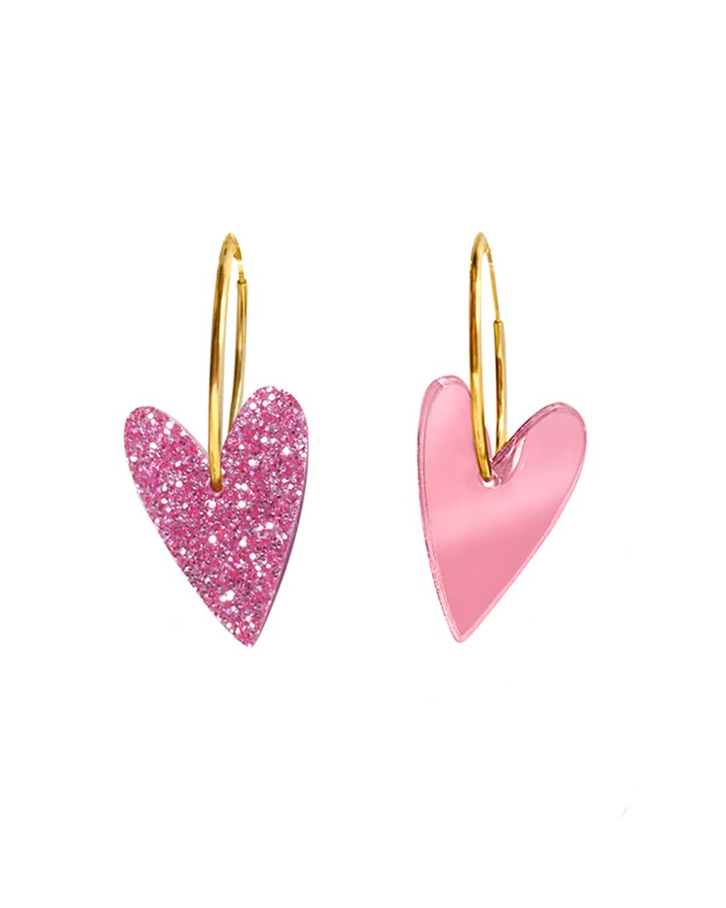 pendientes corazones rosas