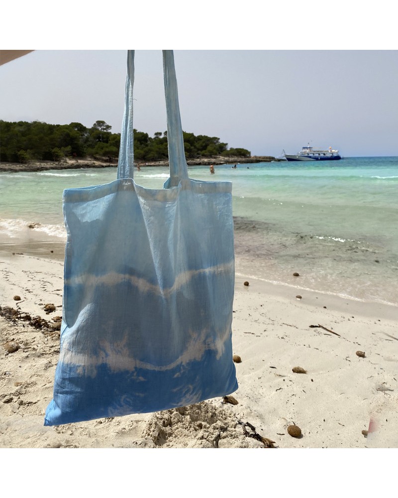 bolso desteñido azul