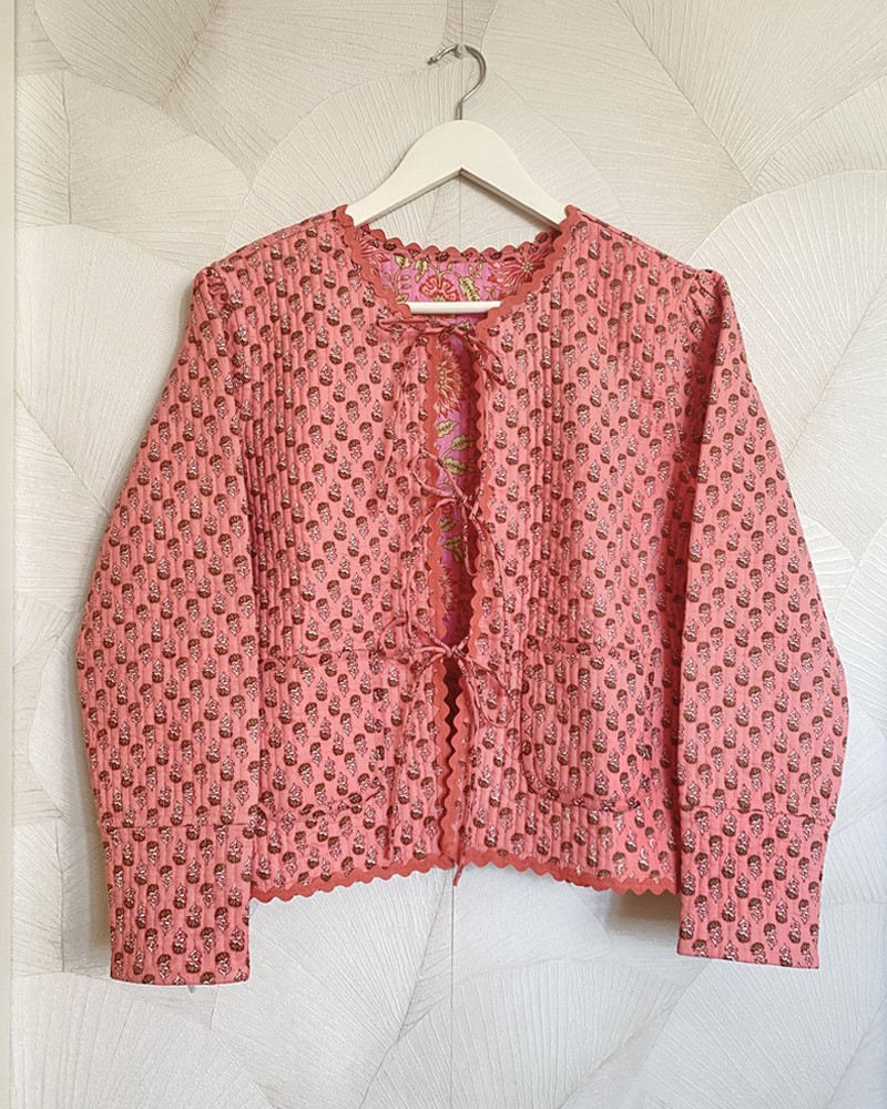 chaqueta reversible coral