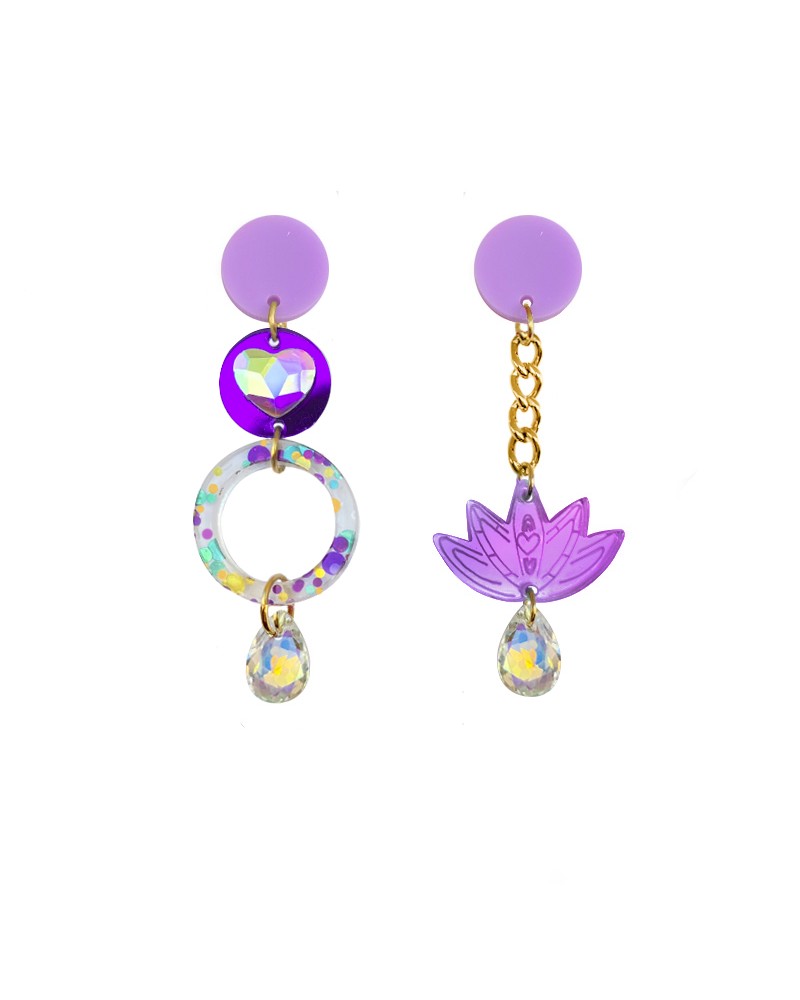 Pendientes largos eventos morado