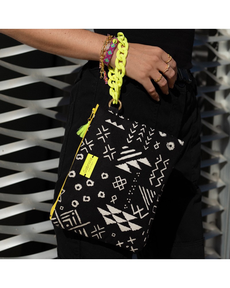 bolso estampado etnico negro