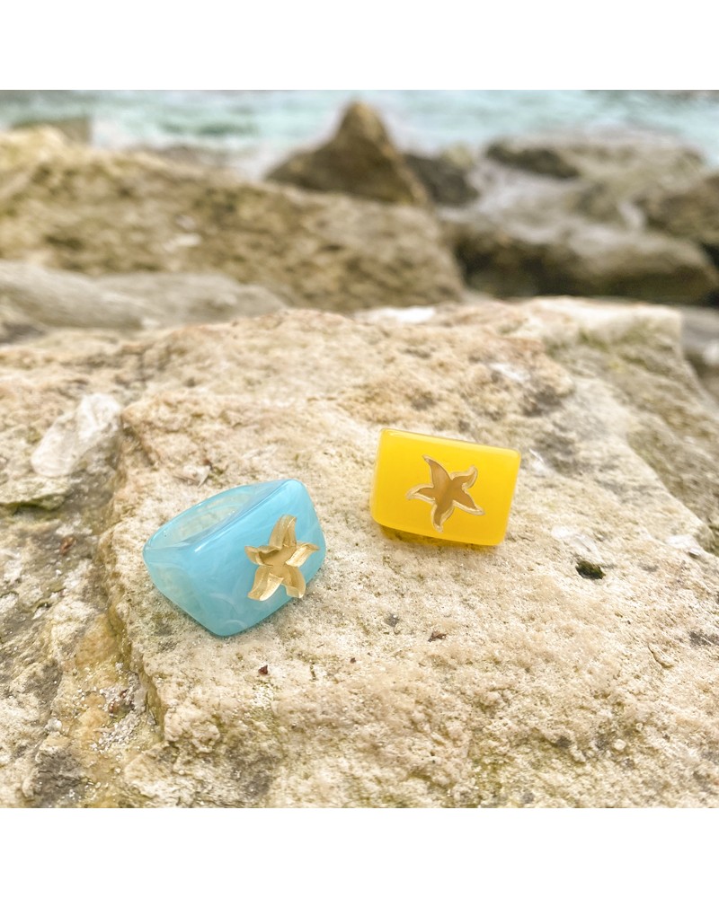 anillo estrella de mar dorada