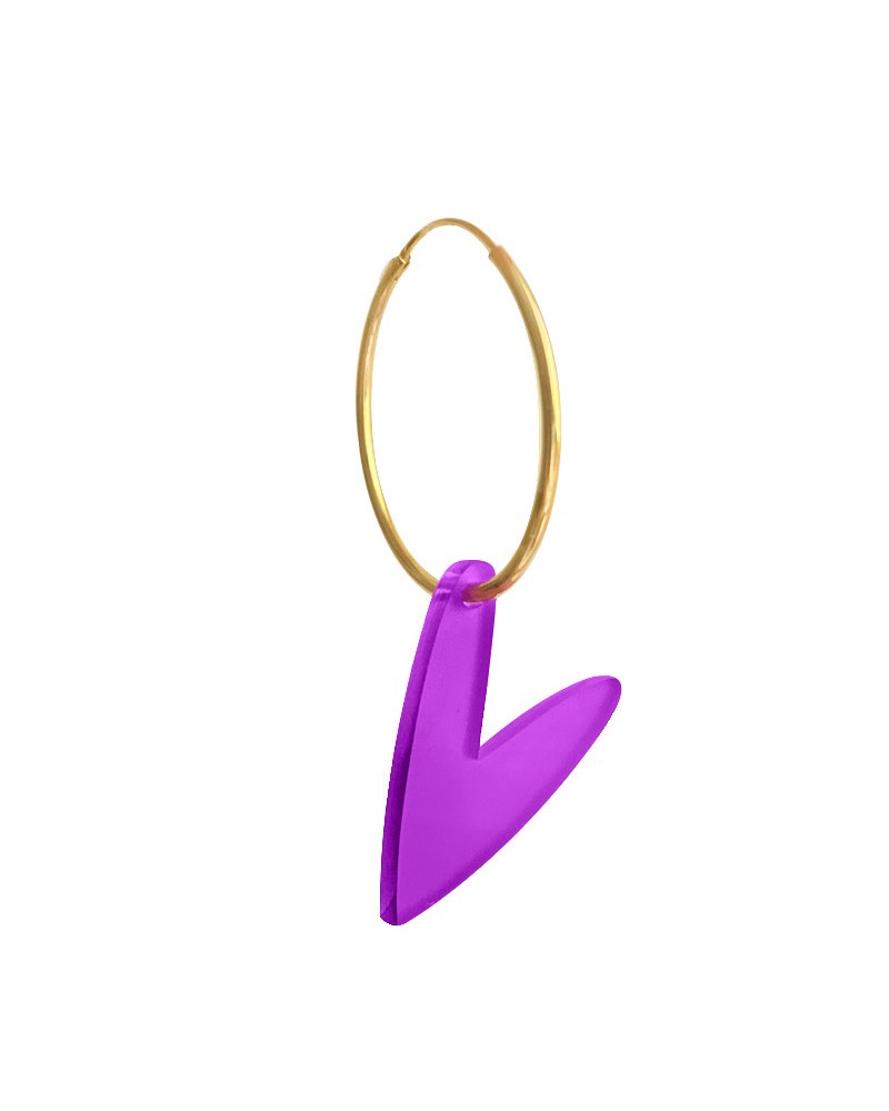 pendiente corazon morado metracrilato