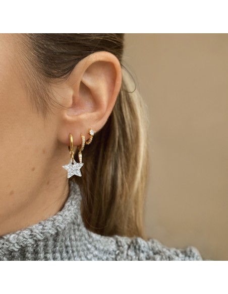 pendiente estrella plata glitter acero