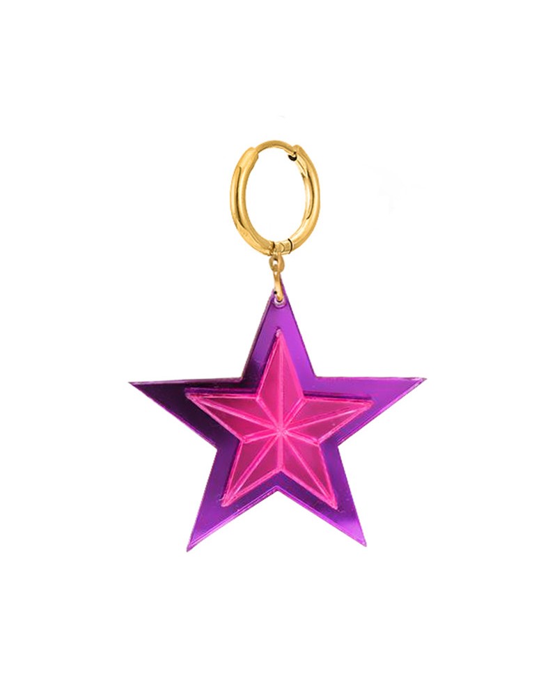 pendiente estrella fucsia